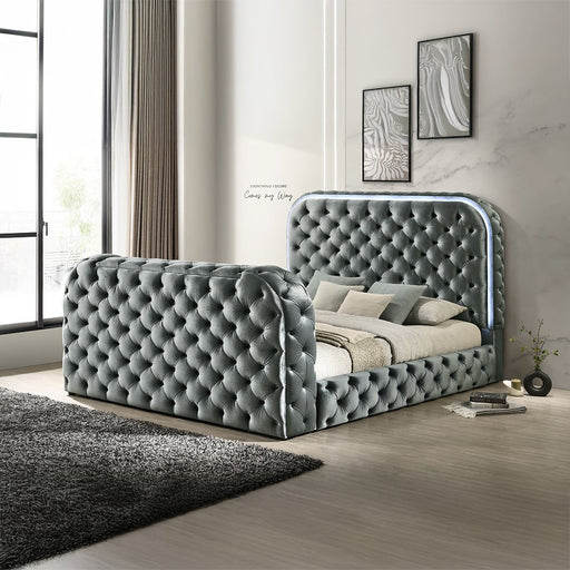 kana-gray-upholstery-velvet-queen-bed-w-led-fireplace-tv-stand-1