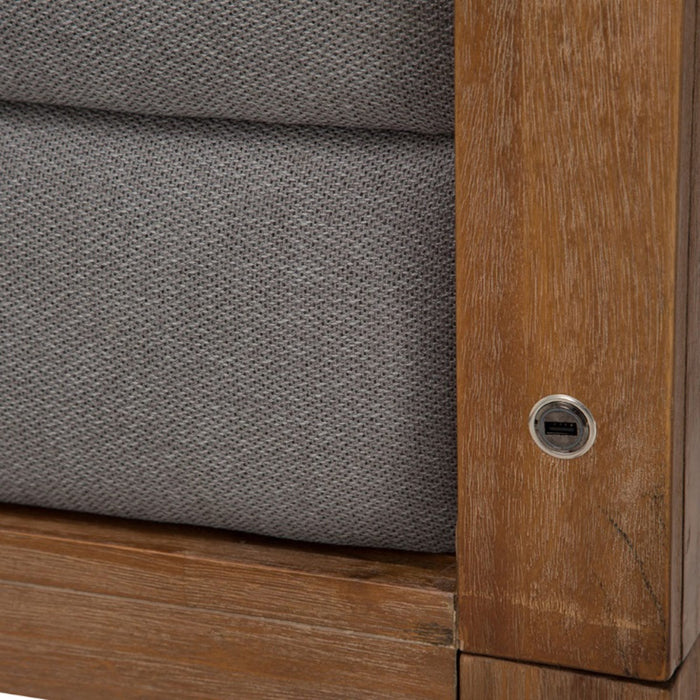 AICO Brooklyn Walk King Channel Tufted Panel Bed in Burnt Umber