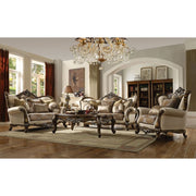 latisha-tan-pattern-fabric-antique-oak-loveseat-w-6-pillows-same-lv01577-1