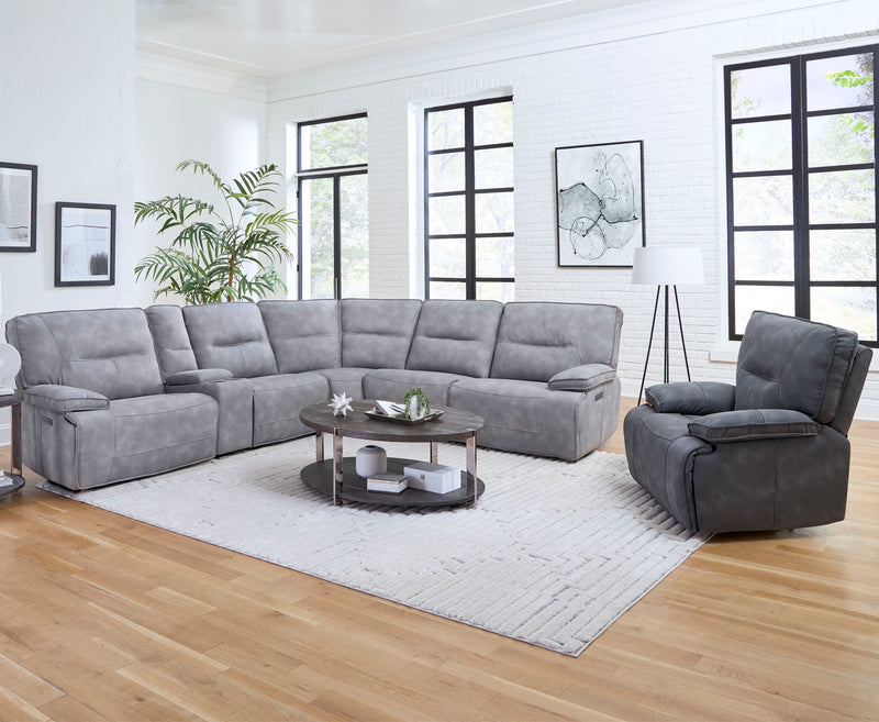 Parker Living Gladiator - Sky 6 Piece Modular Power Reclining Sectional with Power Adjustable Headrests
