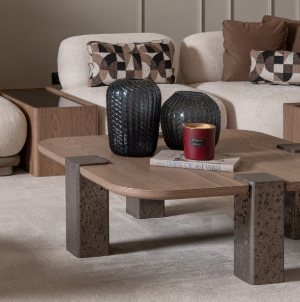 AICO Furniture Bristol Point Large Cocktail Table in Saddle Brown