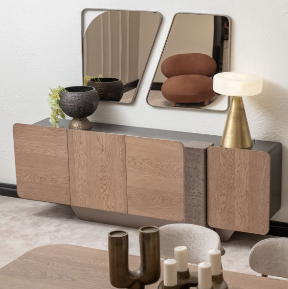 AICO Furniture Bristol Point Console Table in Saddle Brown