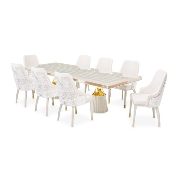 AICO Furniture Carmela Dining Arm Chair  in Shimmer Ivory
