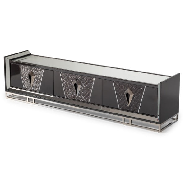AICO Furniture Carmela Media Cabinet in Glossy Charcoal Sand image