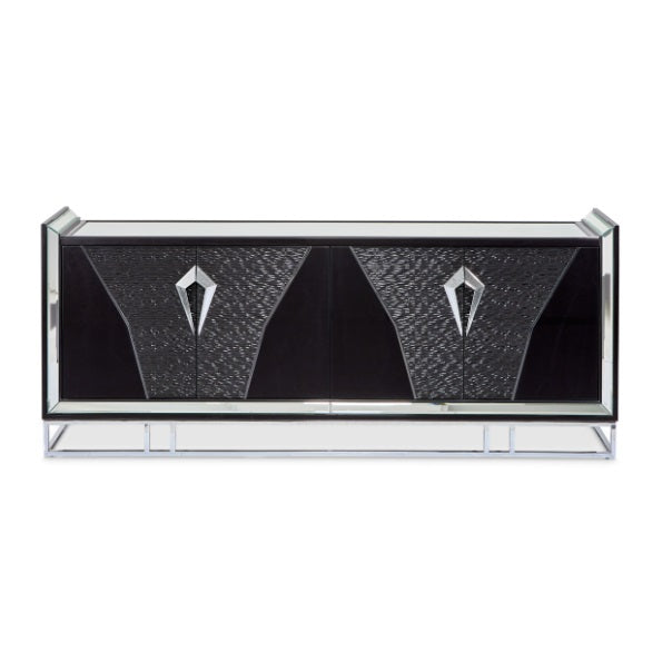 AICO Furniture Carmela Console Table in Glossy Charcoal Sand