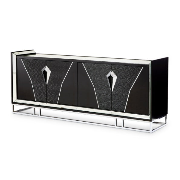 AICO Furniture Carmela Console Table in Glossy Charcoal Sand image