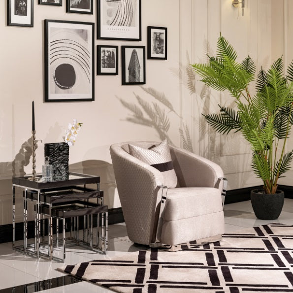 AICO Furniture Carmela Nesting Tables in Glossy Charcoal Sand