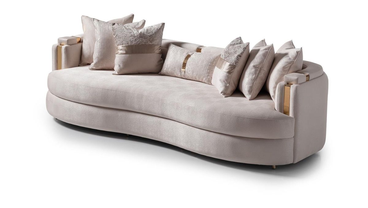AICO Carmela Mansion Sofa in Shimmer Ivory