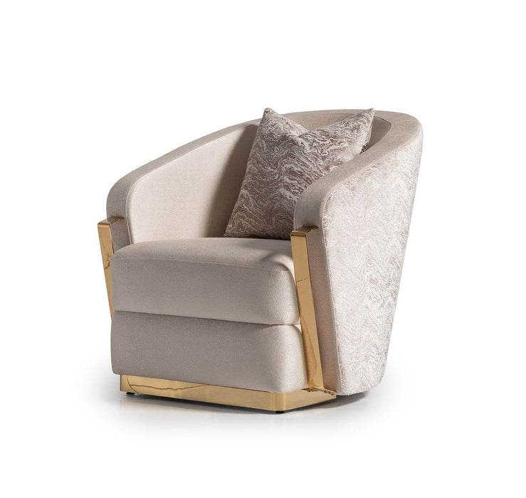 AICO Carmela Accent Chair in Shimmer Ivory