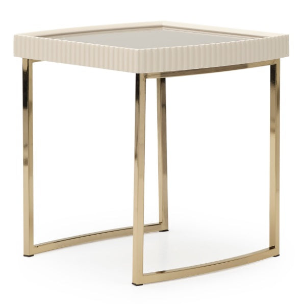 AICO Furniture Lisbon Side Table in Silken Matte Cream image