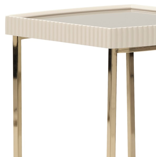 AICO Furniture Lisbon Side Table in Silken Matte Cream
