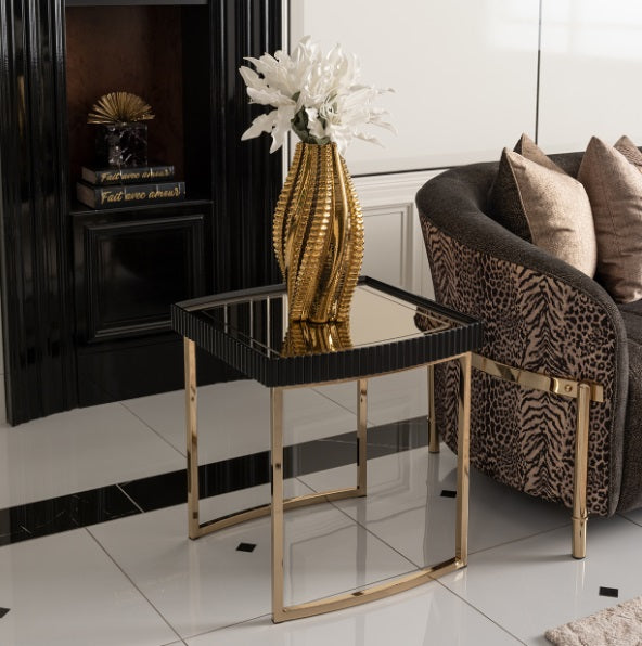 AICO Furniture Lisbon Side Table in Silken Matte Black