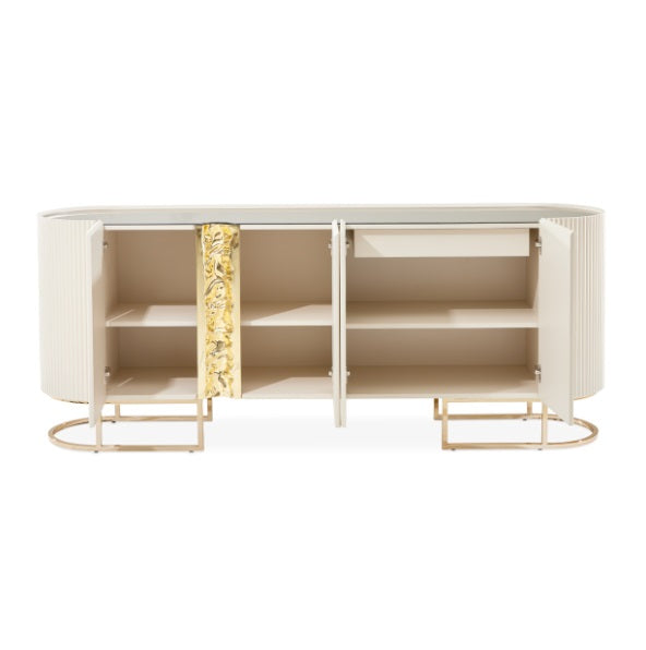AICO Furniture Lisbon Console Table in Silken Matte Cream