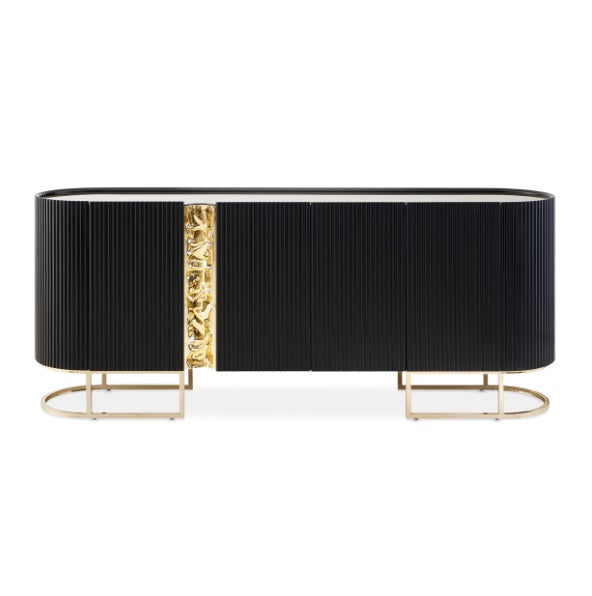 AICO Furniture Lisbon Console Table in Silken Matte Black