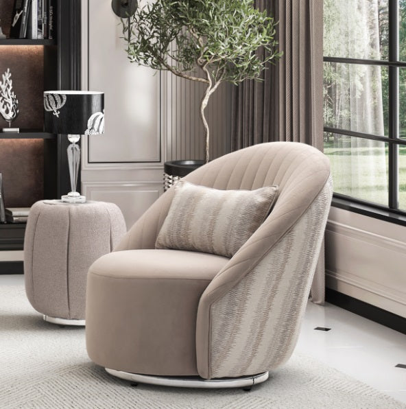 AICO Furniture Lucca Swivel Chair Silver in Silver