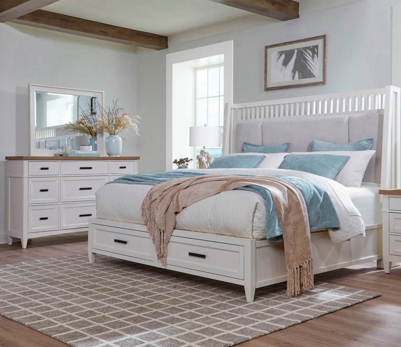 Parker House Americana Modern Bedroom King Shelter Bed with Dresser and Mirror
