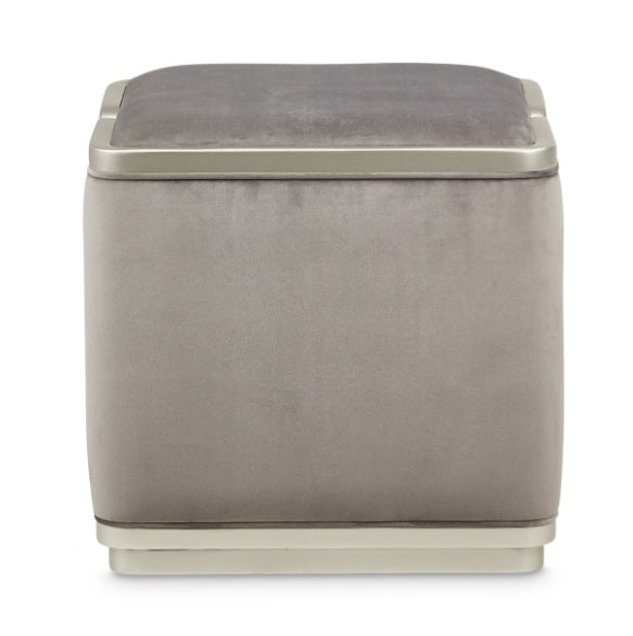 AICO Furniture Linea Ottoman in Silver Mist