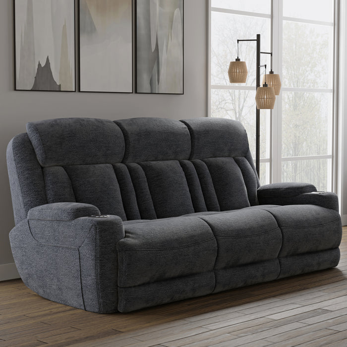 Parker Living Dalton - Lucky Charcoal Power Reclining Sofa with Drop Down Table