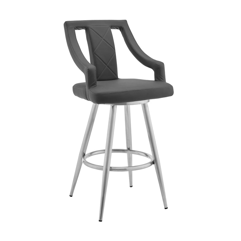 maxen-26-gray-faux-leather-and-brushed-stainless-steel-swivel-bar-stool-1
