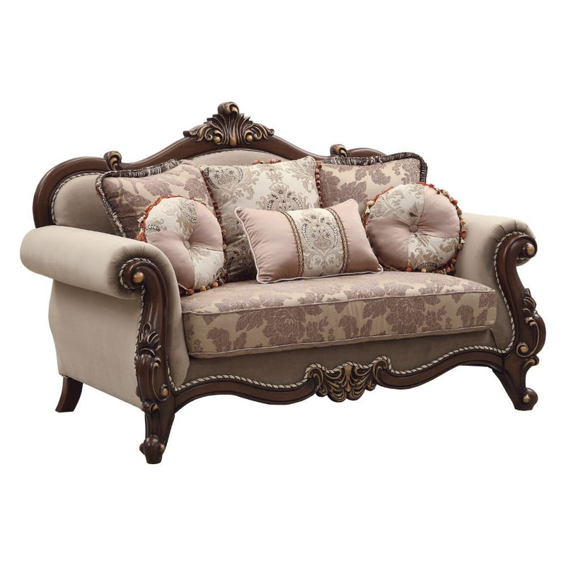 mehadi-velvet-walnut-loveseat-w-6-pillows-1