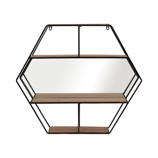metal-24-hexagon-wall-shelf-w-mirror-brown-1