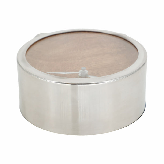 metal-5-round-wood-face-table-clock-silver-7
