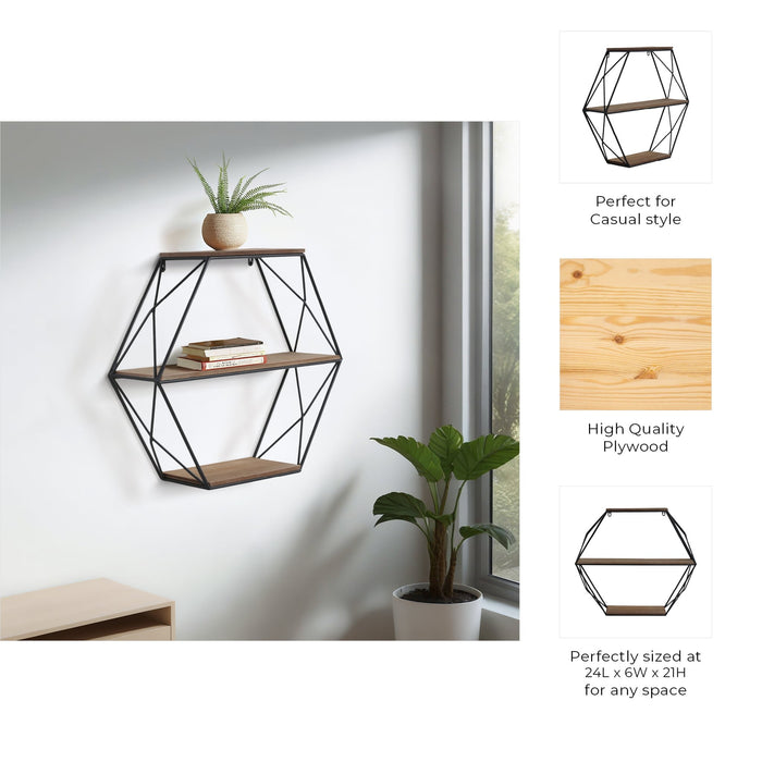metal-wood-3-tier-hexagon-wall-shelf-brown-black-8