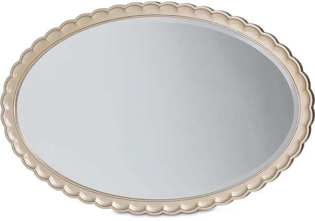AICO Malibu Crest Oval Wall Mirror in Chardonnay