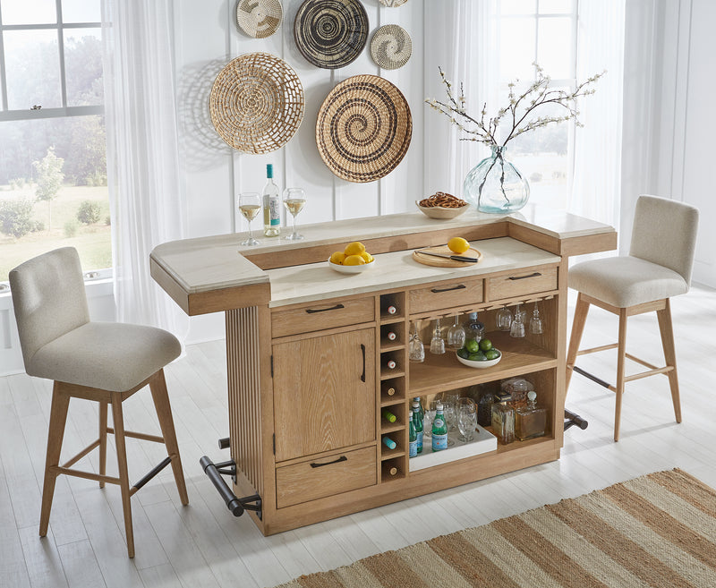 parker-house-escape-dining-78-inch-bar-with-2-upholstered-swivel-barstools-3