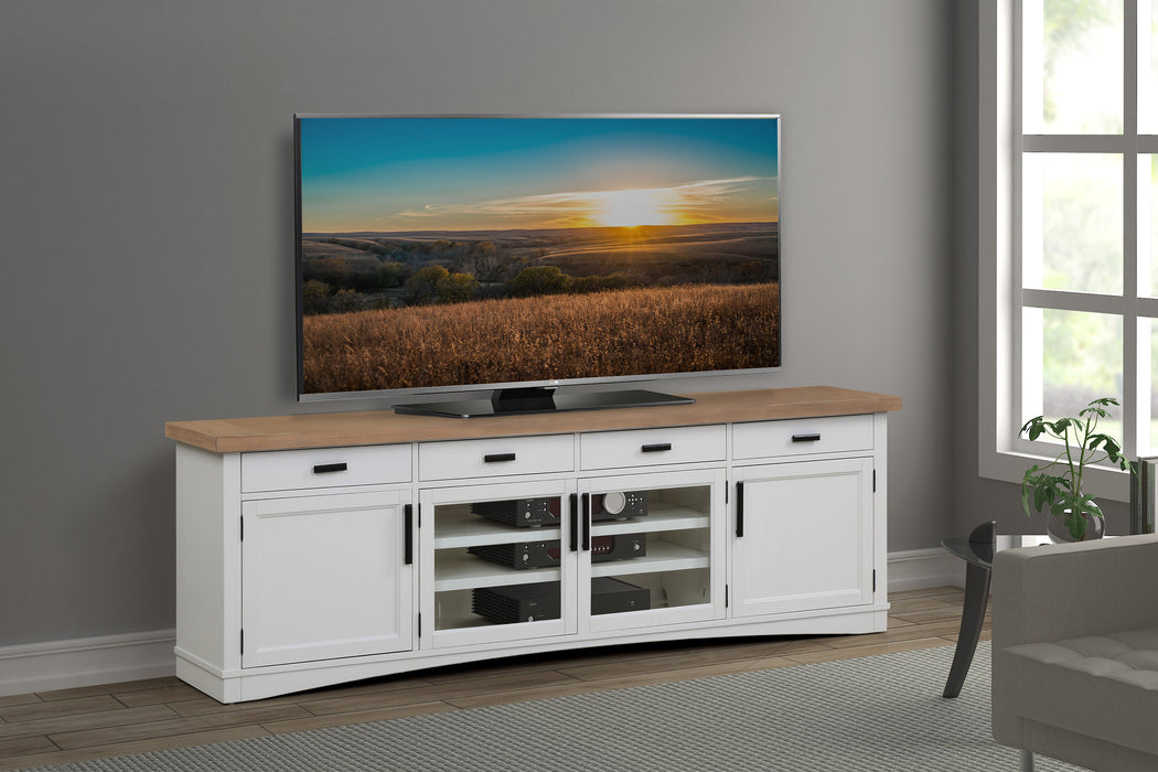 Parker House Americana Modern - Cotton 92 In. TV Console with Hutch Back Panel and LED Lights