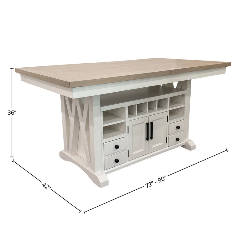 Parker House Americana Modern Dining Island Counter Height Table with 8 upholstered chairs