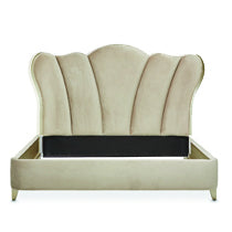 AICO Villa Cherie California King Channel Tufted Upholstered Bed in Hazelnut image