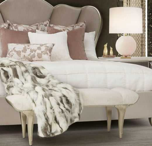 AICO Villa Cherie Tufted Bed Bench in Hazelnut