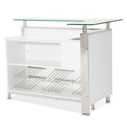 AICO Furniture State St. Bar Table in Glossy White