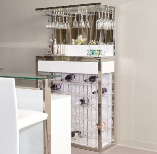 AICO Furniture State St. Wall Bar in Glossy White