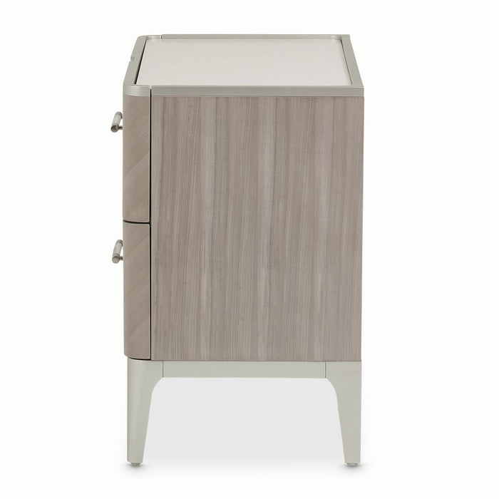 AICO Lanterna Nightstand in Silver Mist