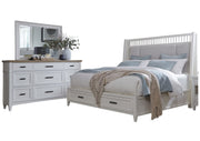 Parker House Americana Modern Bedroom Queen Shelter Bed with Dresser and Mirror