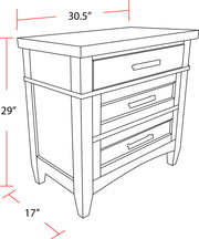 Parker House Americana Modern Bedroom 3 Drawer Nightstand with Charging Station
