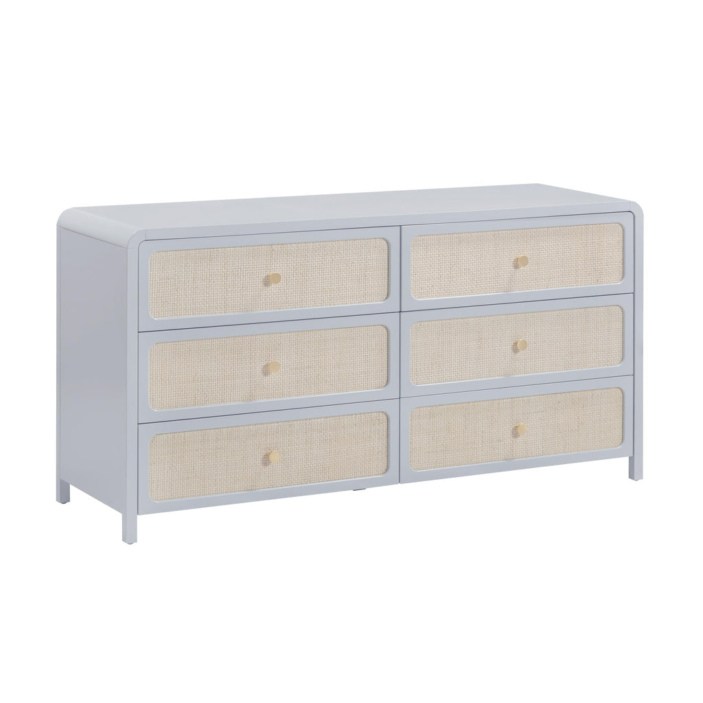 Patty Pastel Blue Rattan 6 Drawer Dresser — Furniture City (CA)