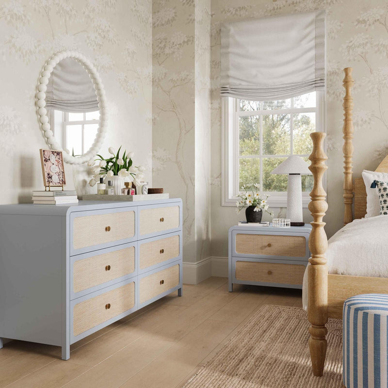 Patty Pastel Blue Rattan 6 Drawer Dresser — Furniture City (CA)