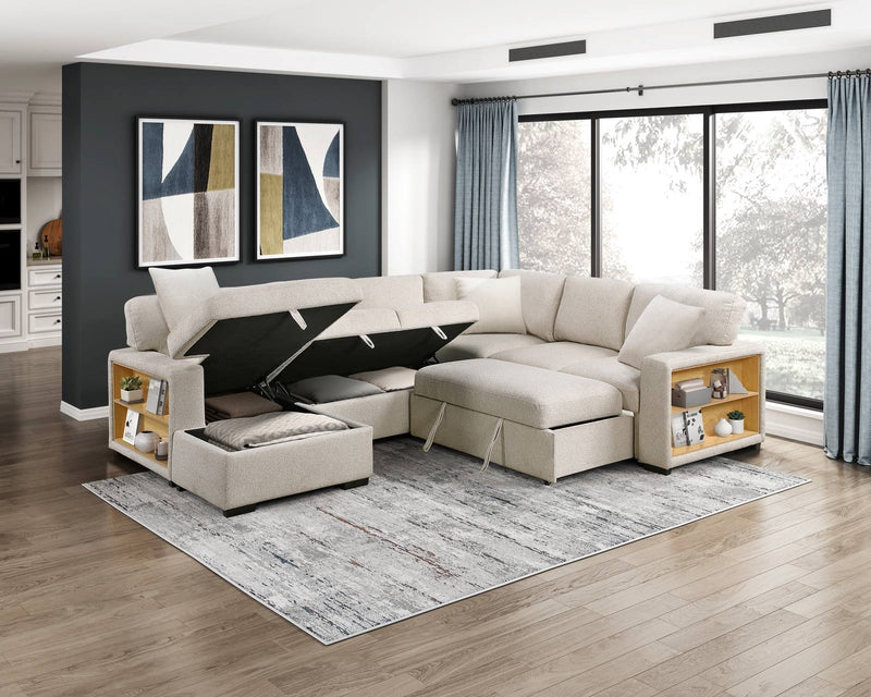 pompano-beige-4-sectional-with-left-chaise-pull-out-bed-hidden-storages-and-shelves-charging-ports-6