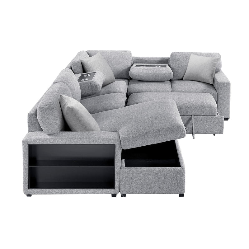 pompano-gray-4-sectional-with-left-chaise-pull-out-bed-hidden-storages-and-shelves-charging-ports-8