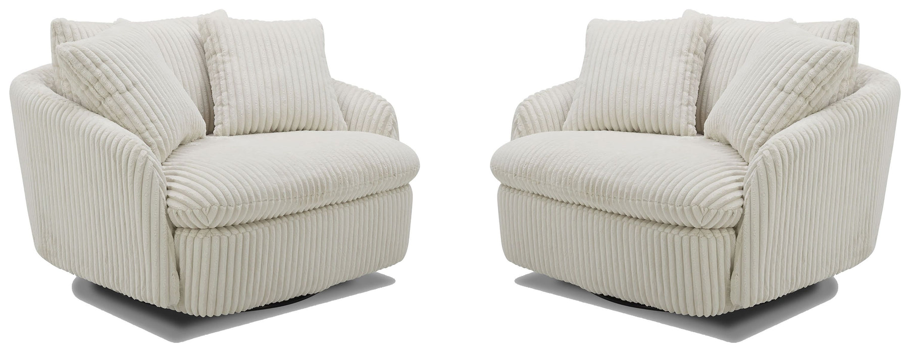 Parker Living Boomer - Mega Ivory Large Swivel Chair with 2 Toss Pillows Two Pack