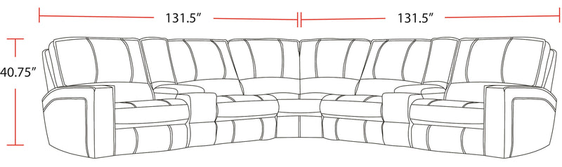 Parker Living Rockford - Verona Saddle 7 Piece Modular Power Reclining Sectional with Power Adjustable Headrests