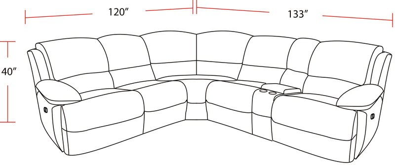 Parker Living Gladiator - Cobalt 6 Piece Modular Power Reclining Sectional with Power Adjustable Headrests