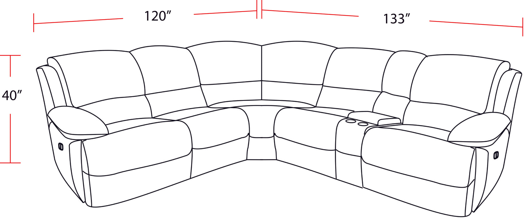 Parker Living Gladiator - Cobalt 6 Piece Modular Power Reclining Sectional with Power Adjustable Headrests