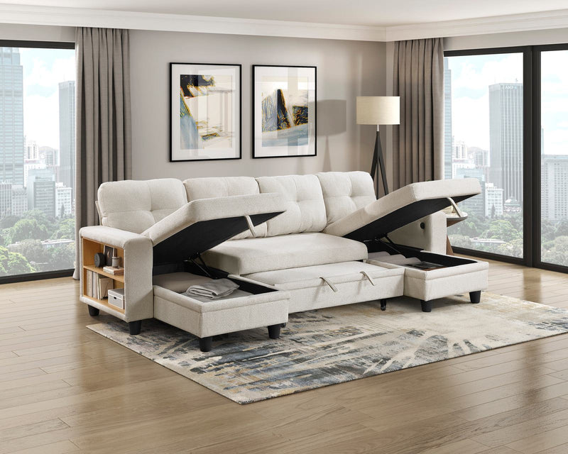 robinson-beige-4-sectional-with-two-chaises-pull-out-bed-shelves-and-charging-ports-4