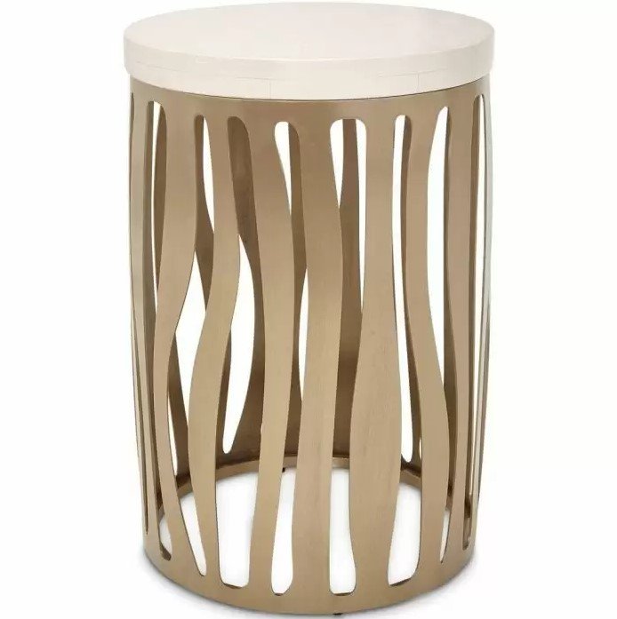 AICO La Rachelle Round Chair Side Table w/ Metal Base in Medium Champagne image