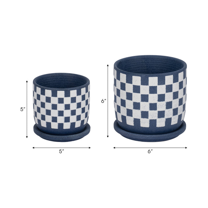 s-2-5-6-checkerboard-saucer-planters-blue-white-7