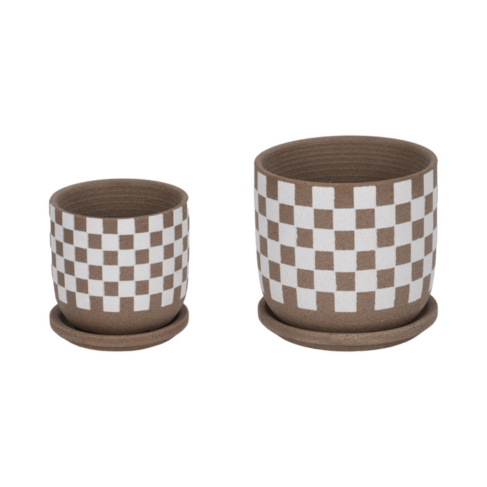 s-2-5-6-checkerboard-saucer-planters-white-tan-3